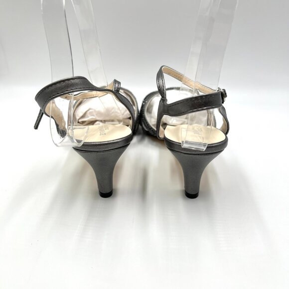 12W 12 WIDE WIDTH Touch Ups Amara Pewter‎ Silver Kitten Heel Dress Sandals Shoes - Picture 6 of 14